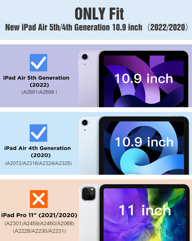 TiMOVO for iPad Air 5th Generation Case 2022 / iPad Air 4th Generation Case 2020 10.9 Inch, iPad Air Case Slim Stand Hard PC Translucent Back Shell Smart Cover Fit iPad 10.9 Case - Lavender Purple