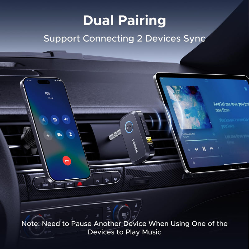 [AUSTRALIA] - UGREEN Bluetooth 6.0 Receiver for Car with LDAC, AI Noise Cancelling 3.5mm AUX Bluetooth Car Adapter, Hi-Res Wireless Audio Receiver for Home Stereo/Wired Speaker with Hands-Free Call,15H Battery Life 