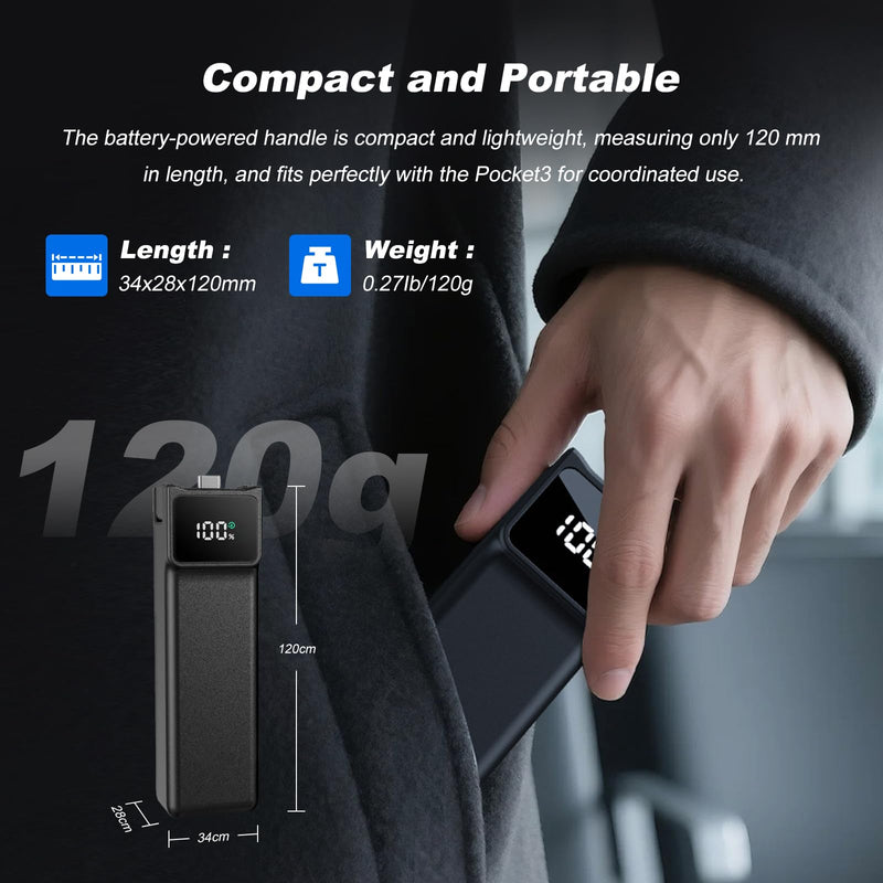 [AUSTRALIA] - Soonpho 5000mAh Battery Handle for DJI Osmo Pocket 3,LED Digital Display,22.5W Fast Charging Battery Grip with 1/4" Thread for Vlogging,Travel,YouTube,Live Streaming Set B 
