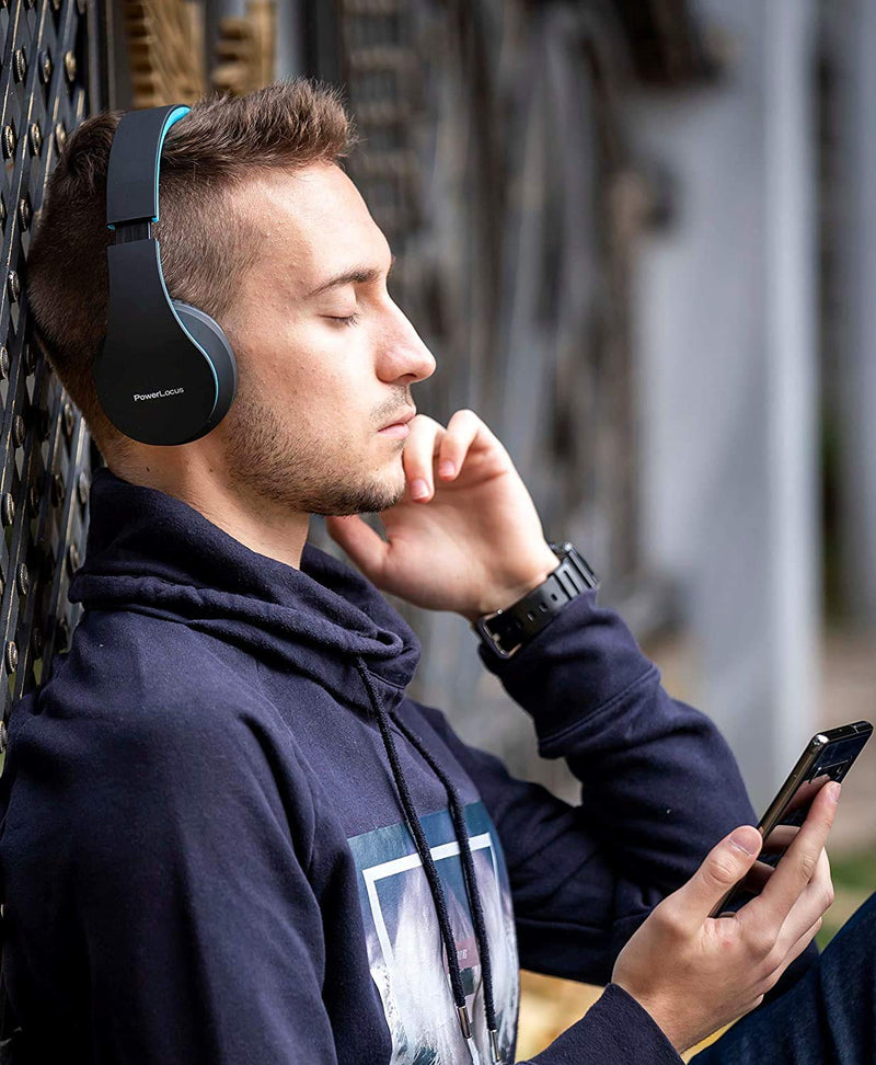 PowerLocus Rose Gold Bluetooth Headphones with Black/Blue Bluetooth Headphones