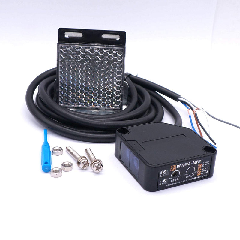 Taiss Photoelectric Sensors BEN5M 3A 24-240VDC 24-240VAC Retroreflective Proximity Switch Induction Distance 5M