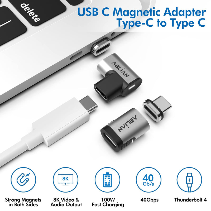 USB C Magnetic Adapter,(2 Pack Straight & Right Angle) Support Thunderbolt 4,USB4.0, PD 100W Quick Charge,40Gb/s Data Transfer,8K Video Output Compatible with MacBook and More USB C Devices. USB adapter