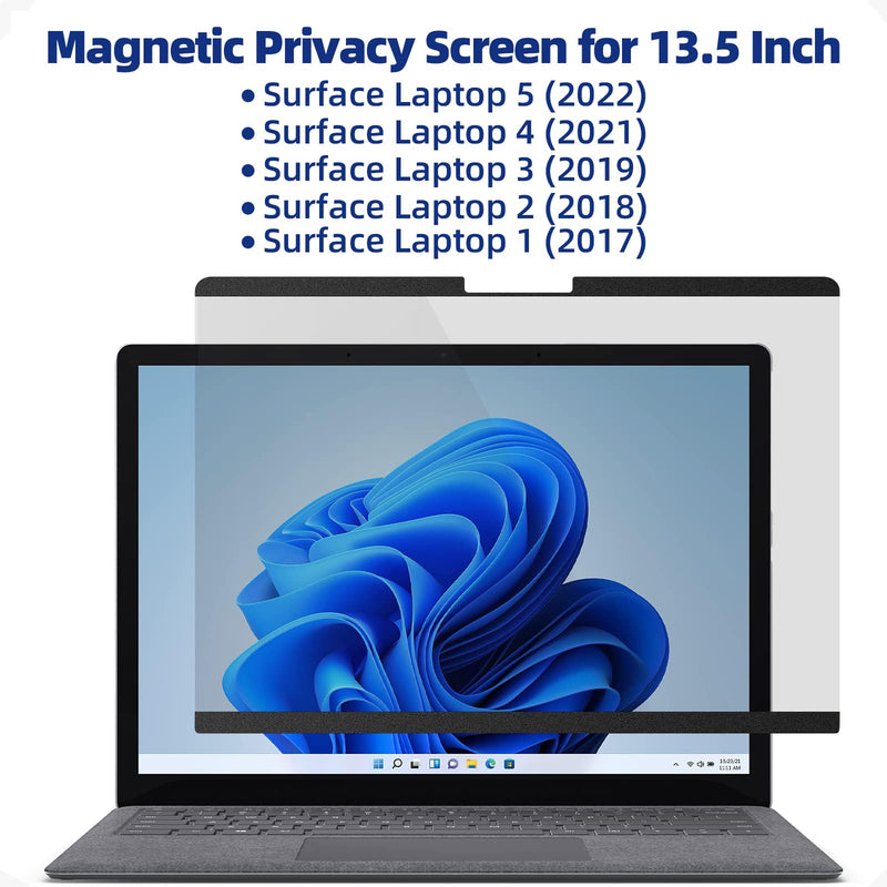 Magnetic Privacy Filter Compatible with 13.5 Inch Surface Laptop 5/4/3/2/1, Removable Anti-Glare Blue Light Laptop Privacy Screen Black Security Private Magnetic privacy screen for surface