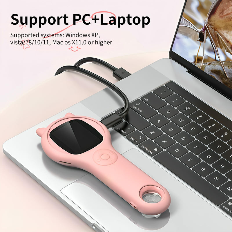 [AUSTRALIA] - Portable Handheld Mini Digital Microscope for Kids - Educational Science Toys, Christmas & Birthday Gifts for Age 5 6 7 8 9 10 11 12 Girls & Boys (Pink) Pink 1 Pcs 