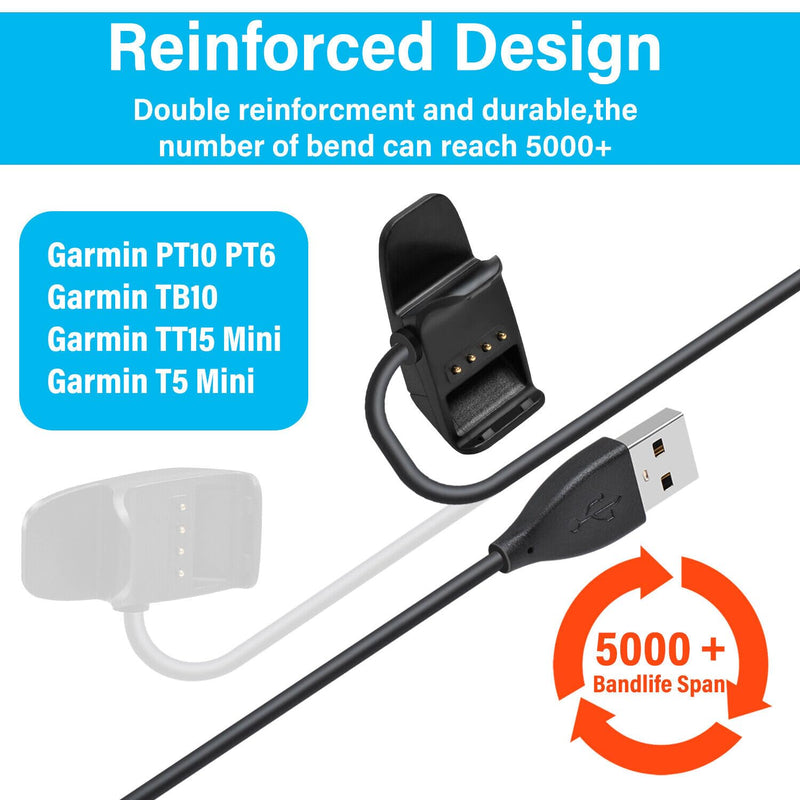 Dog Bark Trainning Collar Charging Clip for Garmin TT15Mini T5Mini | USB Charger Cable for Dog Barking Bark Shock Collar PT10 TB10 PT6 ,E Collar Cord, Barklimiter Tracking Collar Charger Clip Black 10pks