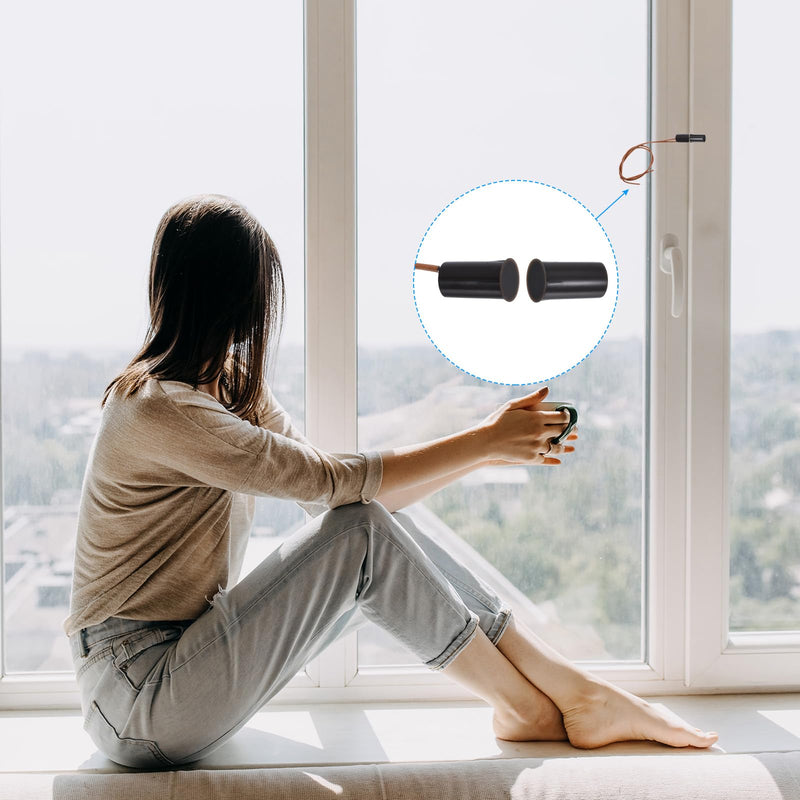 PATIKIL Magnetic Reed Switch, 10 Pack NO NC Ring Alarm Contact Sensor Wired Recessed Door Sensor Window Contact Switch for Alarm System, Brown