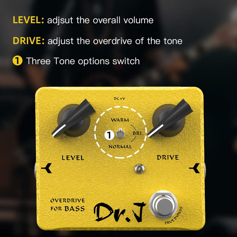 [AUSTRALIA] - JOYO Bass Overdrive Pedal Effects from Rock to Metal Specially Design for Bassist High-end Edition Dr.J Series (D52) Bass Yellow 