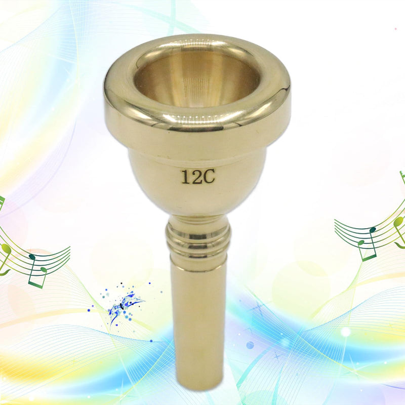 CashBeat 12C Gold Plated Small Shank Trombone Mouthpiece, Euphonium Mouthpiece for Superior Sound, Compatible with Baritone and Tenor Trombone, Brass Instrument Accessories