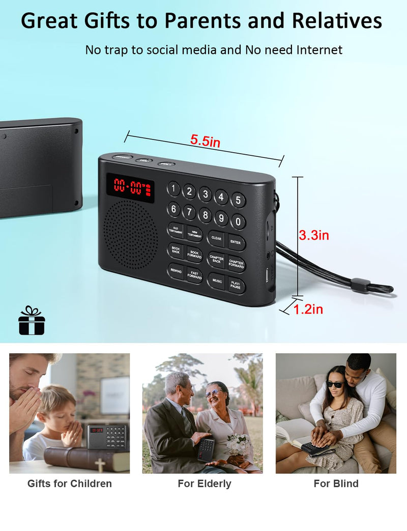 [AUSTRALIA] - iGuerburn KJV Audio Bible Player for Seniors, Electronic Bible Old & New Testament in King James Version, Easy Read Talking Bible with 26H Playtime 