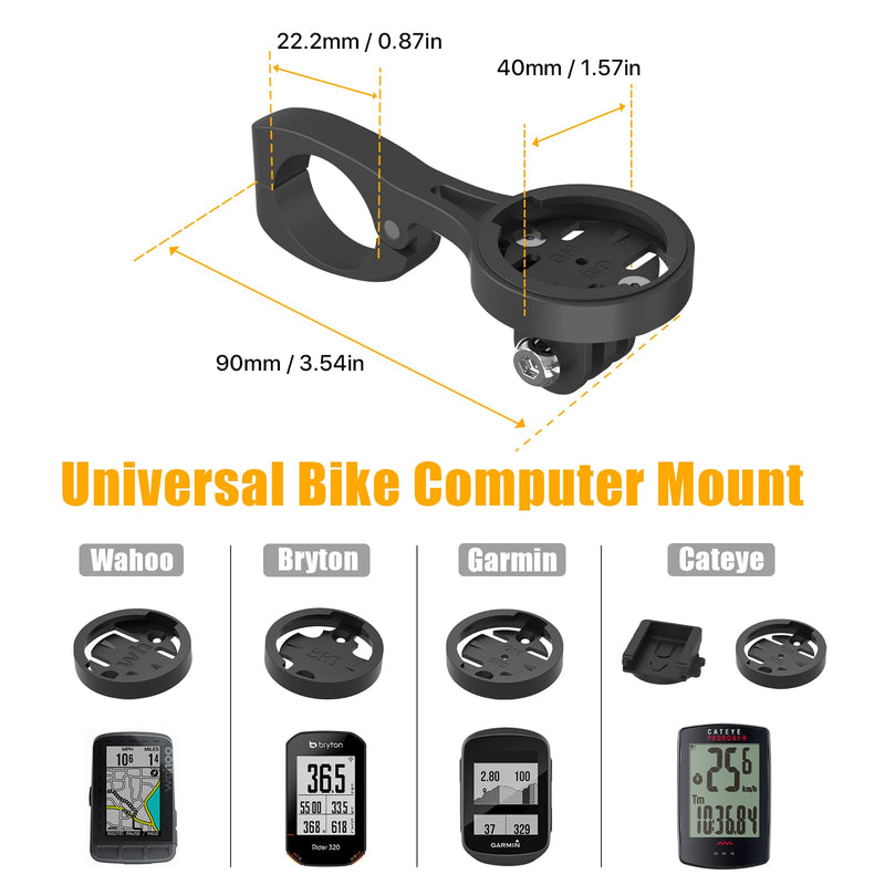 Bike Computer Mount For Aero Bars - Aero Bar Bike Computer Mount For Garmin Edge, Aero Bar Computer Mount Compatible with Garmin GPS Bike Computer, Wahoo, Bryton, Cateye, GoPro Full Range & Flashlight Black