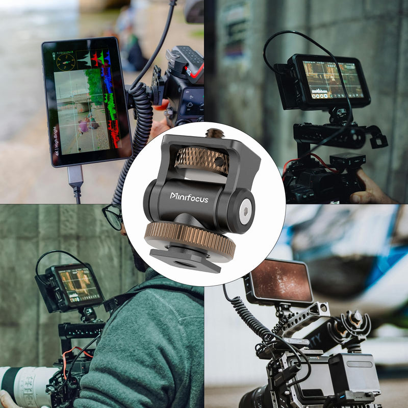MINIFOCUS Camera Monitor Mount with Cold Shoe, 1/4" Screw for 5" & 7" Field Monitors, 160° Tilt Adjustable Holder for Field Monitor, LED, Flash and Video Shooting Photography Accessories S1102-G