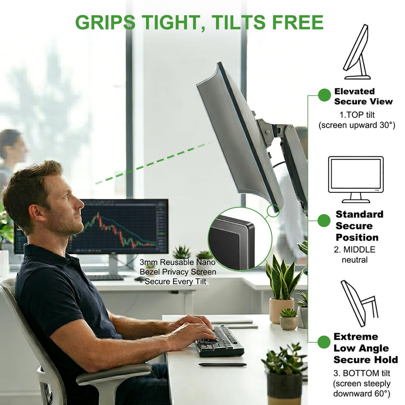 [2-Pack] 20 Inch Reusable Nano Bezel Anti-Glare Computer Privacy Screen | for Monitor, 16:9 Aspect Ratio, Residue-Free Removable Anti-Spy Filter, Eye Protection Anti-Blue Light Desktop Shield 20 Inch(Diagonal)-16:9 Aspect Ratio