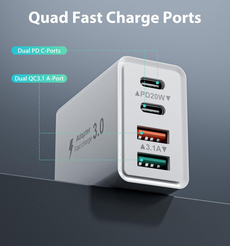 40W USB C Charger Block Fast Charging Cube, 2-Pack Type C Brick Dual PD&QC Wall Plug Adapter for iPhone ALL Series & iPad, Tablets, for Samsung, Cell Phones Android 2-Standard