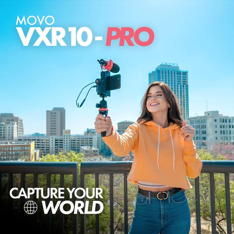 Movo VXR10-PRO External Video Microphone for Camera with Rycote Lyre Shock Mount - Battery-Free ,Compact Shotgun Mic Compatible with DSLR Cameras and iPhone, Android Smartphones