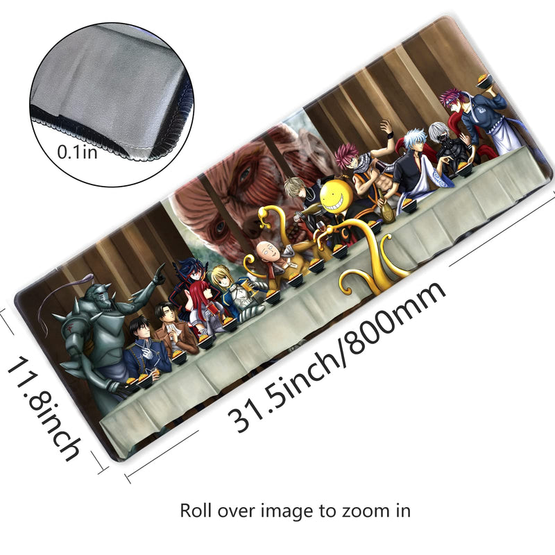 Anime Character Mouse Pad for Computer - Anime Character Collection Saitama Eren Jaeger Gaming Large Mouse Pad Non Slip Rubber Mat, Desktop PC Laptop Office Big Mouse Pad 31.5x11.8x0.12inch 31.5in x 11.8in, Anime Character Collection