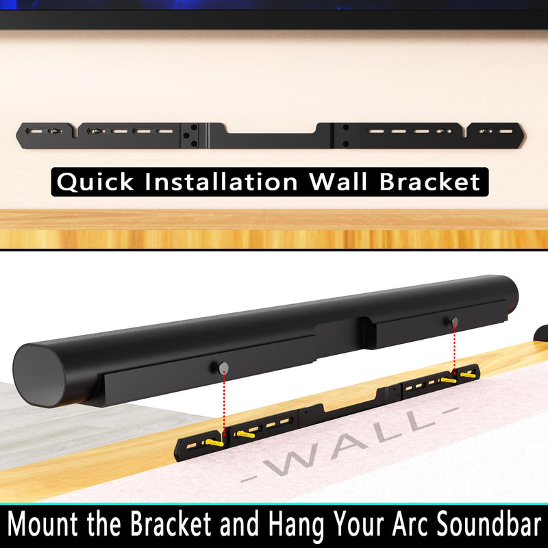 [AUSTRALIA] - Wall Mount for Sonos Arc Soundbar (Black), Wall Mounts for Sonos Arc Sound Bar Mounts Under Tv, Hanging Mounting Bracket Compatible with for Sonos Arc Wall Mount Dark Black 
