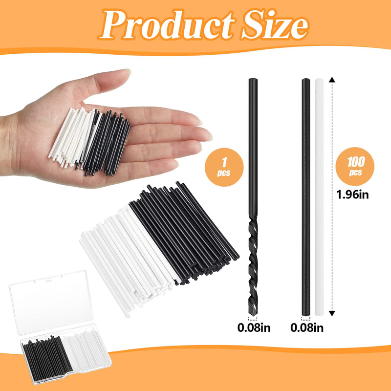 100 Pcs 50 x 2 mm Guitar Fingerboard Side Marker Fingerboard Side Dot with 2 mm Diameter Drill Bit Tools and a Box Music Instrument Inlay Dots Bass Guitar Kit Performance Accessory for Beginners