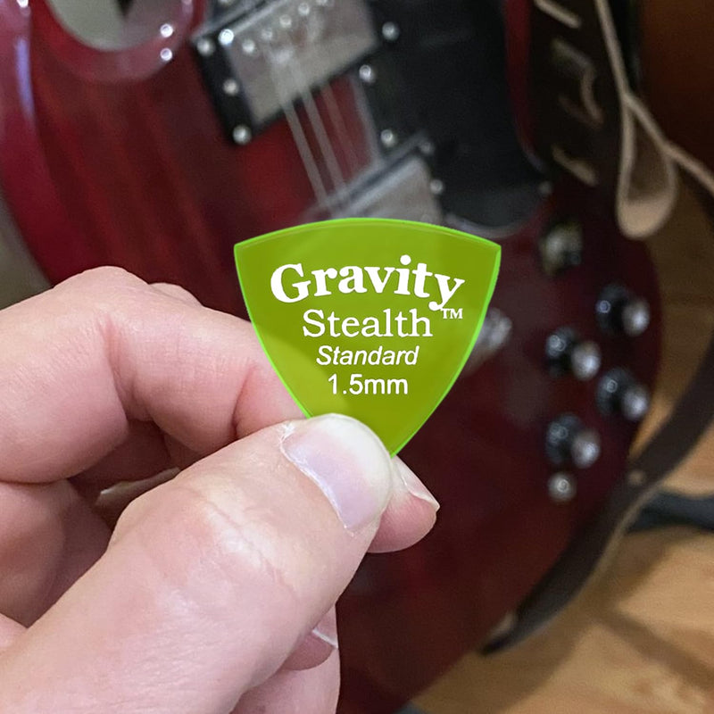 Gravity Picks Acrylic Guitar Picks - Polished, Sharper & Stronger Bevels for Brighter Sound & Tighter Grip - 1.5mm Stealth Design & Standard Thickness - Handcrafted in California (5 Pack)