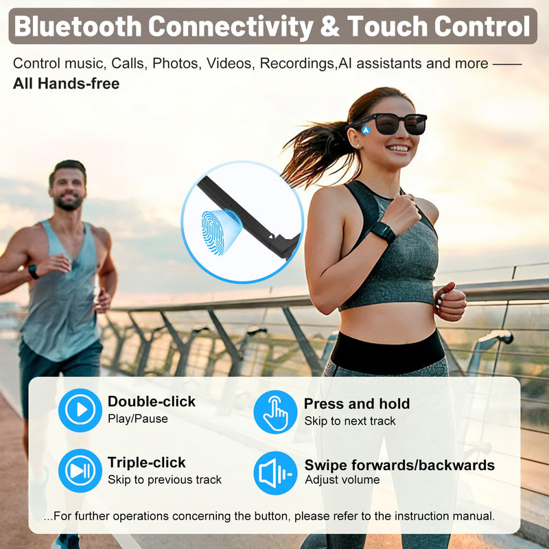 AI Glasses with Camera and Transition Lenses - Support 140+ Languages Translation, 1080P Hands-Free Video Recording Vlogging IP65 Waterproof Smart Glasses with Camera for Men and Women Brown