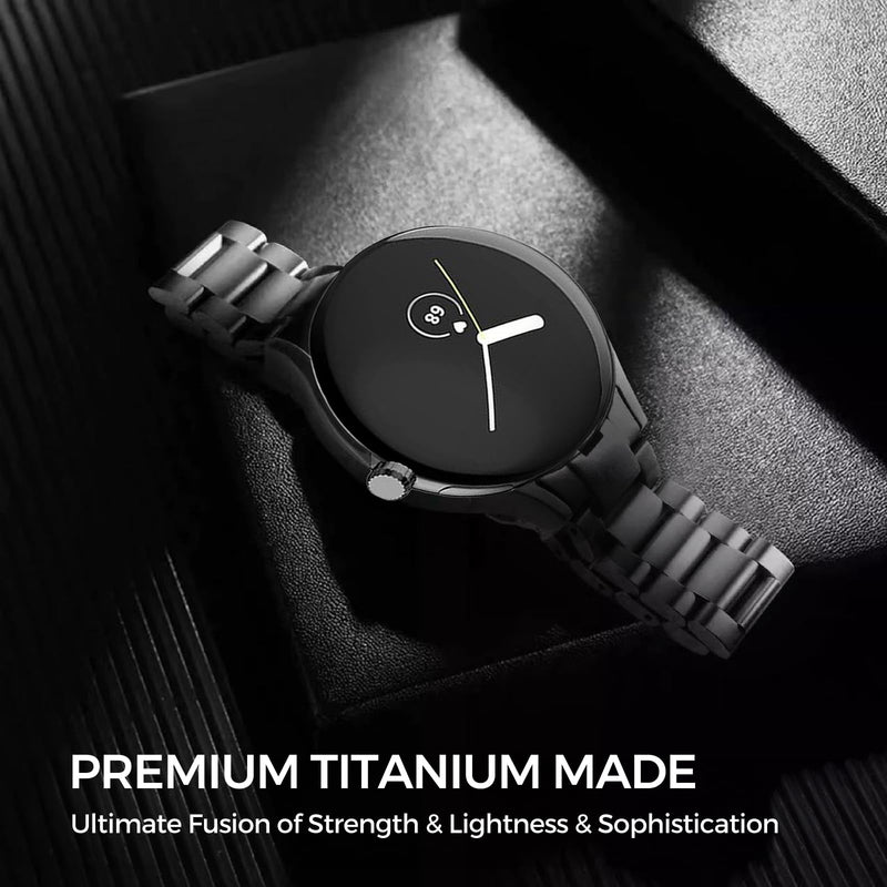 No Tool Titanium Band for Google Pixel 5/4/3 45mm & 5/4/3/2/1 41mm | Metal Strap for Pixel Watch 45mm 41mm |40% Lighter than Steel,Tool-Free Link Removal,Hypoallergenic,Fit Wrist 6"-8,6",Durable black Pixel watch 5/4/3 45mm