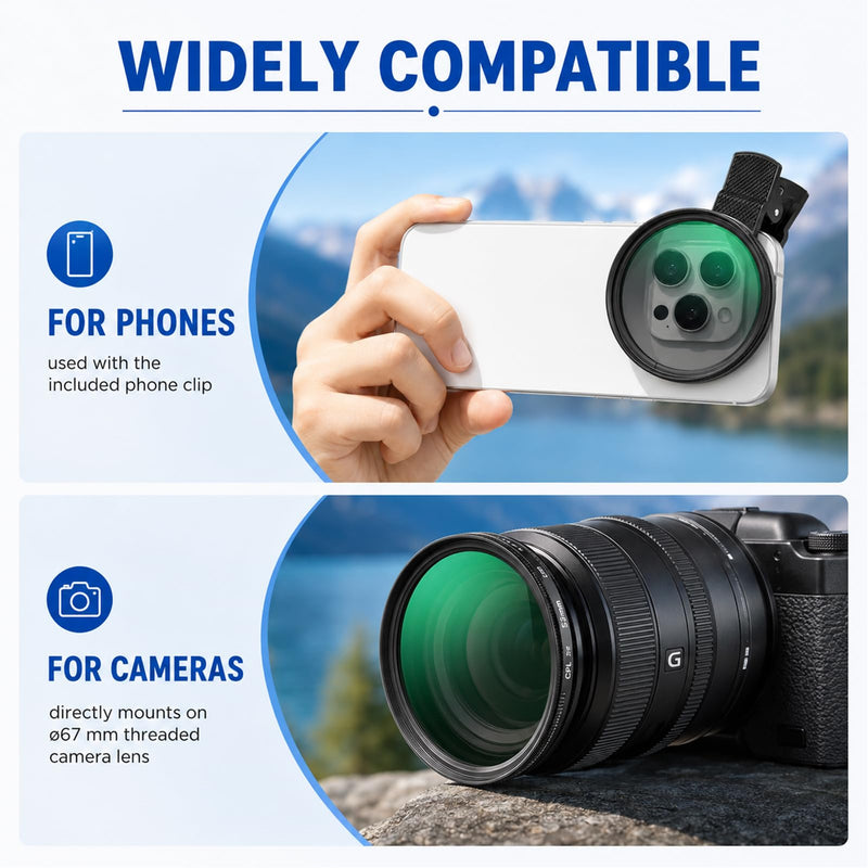 Cpl Filter iPhone,Polarized Lens for iPhone,iPhone Polarizing Filter,Polarizing Lens,Premium 52mm Cpl Filter,Widely Compatibility,for iPhone, Samsung Galaxy, and Google Pixel