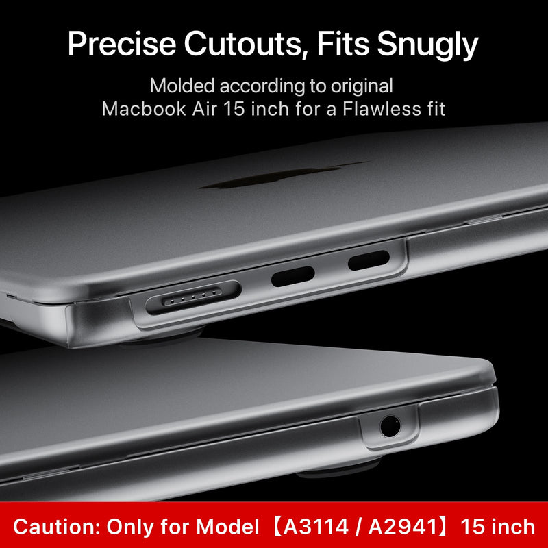 Invisible Armor for MacBook Air 15 inch Case M3 M2 2024 2023 New [Same as Bare Device] [Scientific Slim] Protective Hard Shell Translucent Cover for Laptop Model A3114 A2941 - Matte Clear