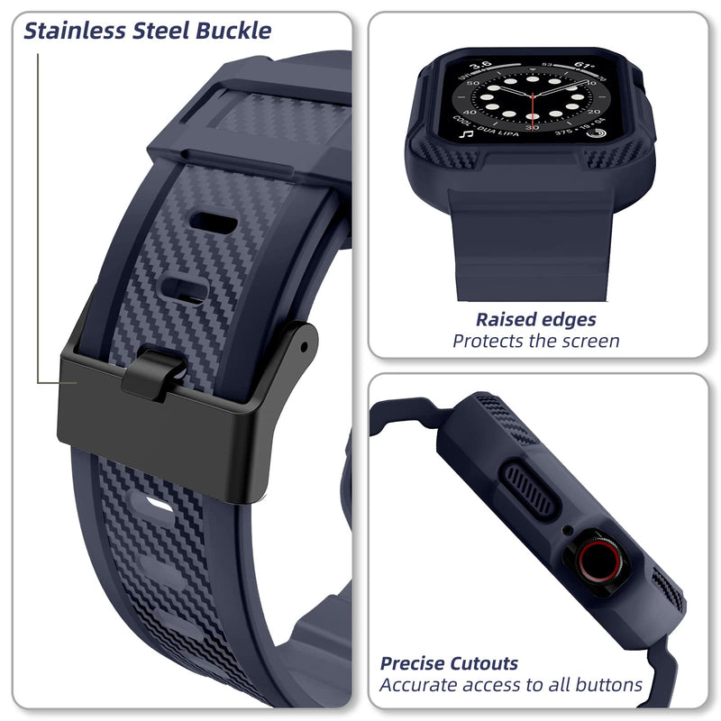 OROBAY Compatible with Apple Watch Band with Case 41mm 40mm 38mm, Matte Black and Midngiht Blue