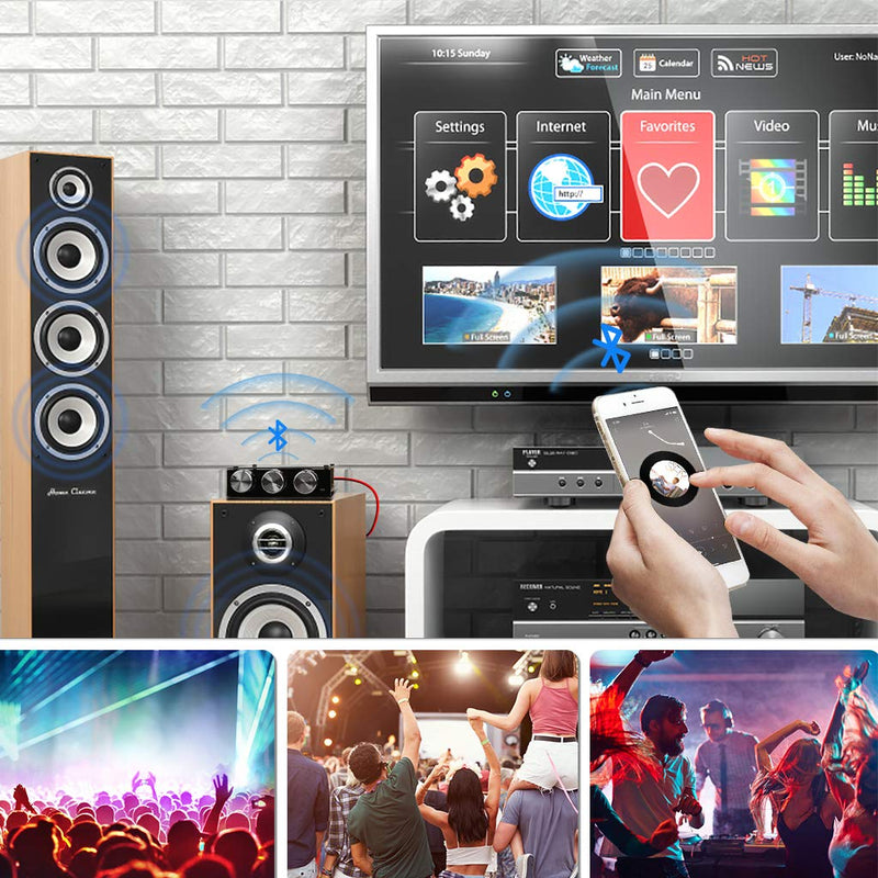 ZK-1002T Bluetooth 5.0 Amplifier Board 2.0 200W HiFi Subwoofer Audio AMP with Treble and Bass Control BT and AUX Inputs, DC 9-24V 2.0 Channel Stereo AMP Module for DIY Speakers, Password Free Black3 ZK-1002T