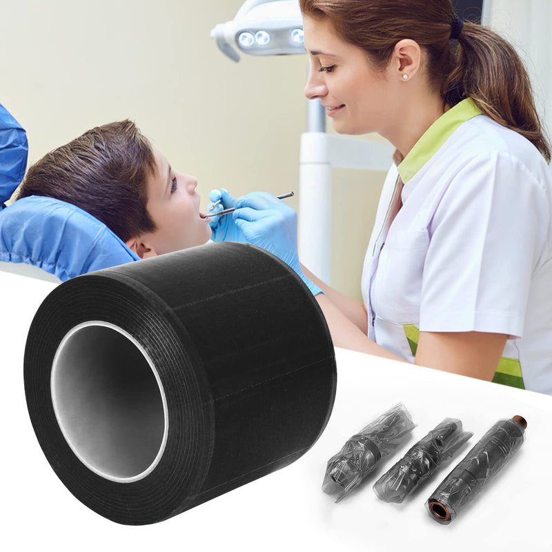 Dental Protective Film, 1200 Sheets, PE Disposable Protective Film, Plastic Tattoo Protective Film for Dental Materials, Barrier Film, Sticky (Black) Black