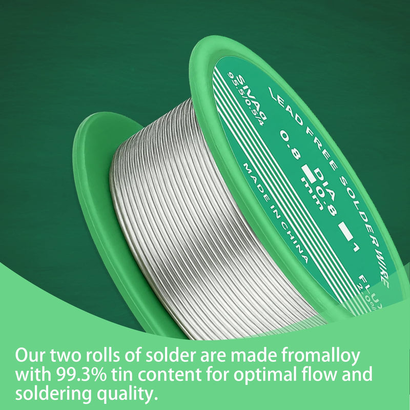 2 Rolls of Solder Lead Soldering Wire with Flux 0.8 mm, 30 g per Roll, for Electronic Repairs and Model Making