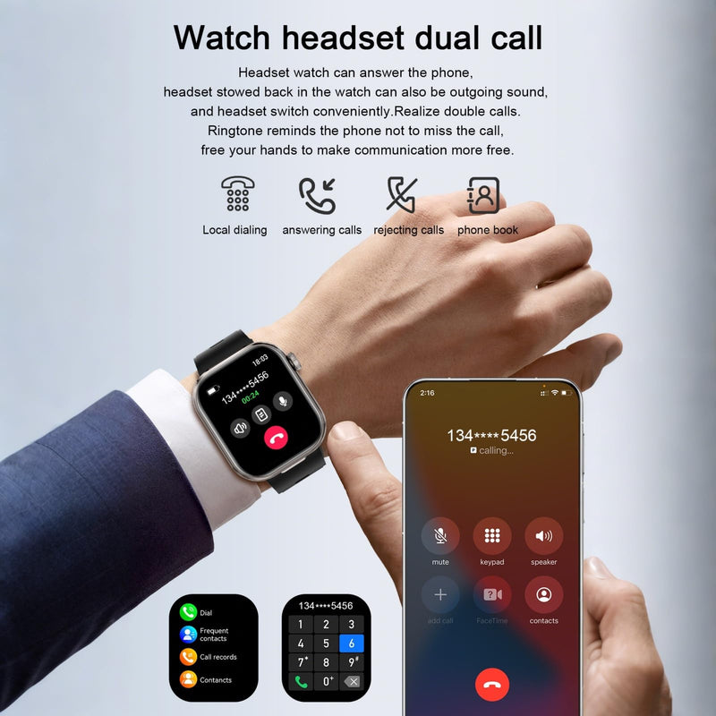 Smart Watch with Earbuds,2.02" HD Screen Fitness Watch,Answer/Make Calls,2 in 1 Smartwatch with TWS Earphones,Waterproof Sports Fitness Tracker Compatible for Android & iPhone Rose Gold