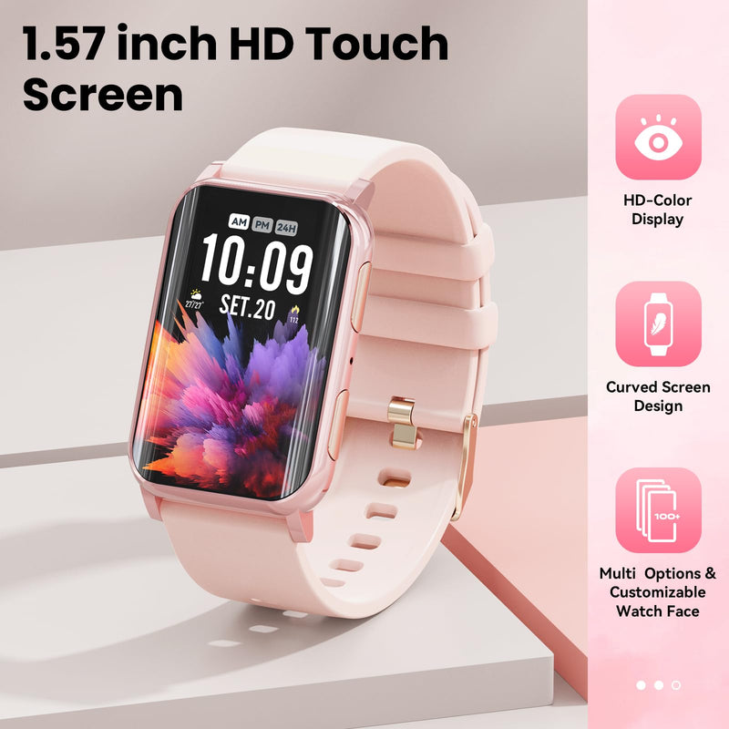 Smart Watch for Men Women (Answer/Make Calls), 1.57" Curved Screen Fitness Tracker, smartwatch with 24/7 Heart Rate/Sleep Monitor, Two Straps Activity Trackers, Compatible with Android & iOS