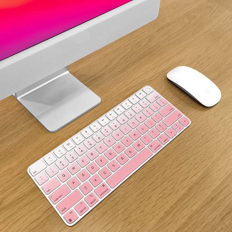 ProElife Keyboard Cover Skin for Apple Magic Keyboard 3 (with Touch ID, Model: A2449, for 2021 iMac 24'' & 2022 Mac Studio with Silicon Chip) Accessories Ultra Thin Silicone Protector (Ombre Pink) Ombre Pink