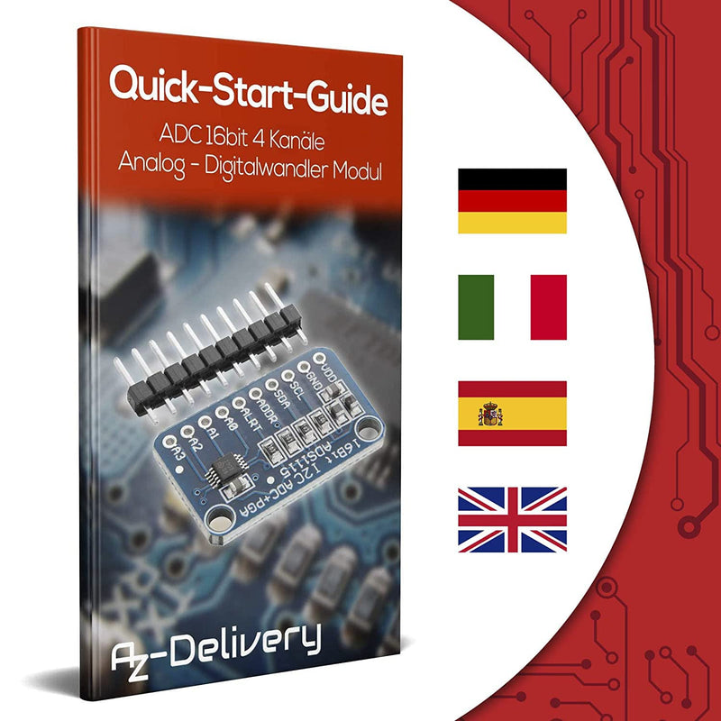 AZDelivery 3 x Compatible with ADS1115 ADC Module 16bit 4 Channels Compatible with Arduino and Raspberry Pi with E-Book