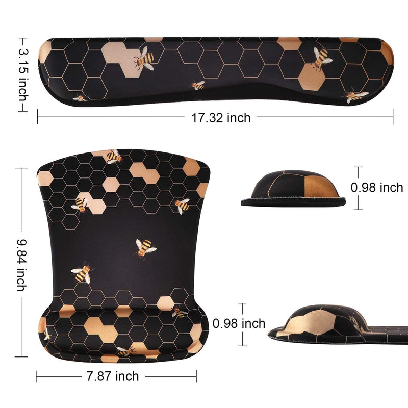 iCasso Keyboard Wrist Rest and Mouse Wrist Rest Pad, Made of Memory Foam, Ergonomic Support, Easy Typing and Relieve Wrist Pain, Perfect for Gaming, Computer, Office, Laptop (A-Honeycomb) A-honeycomb