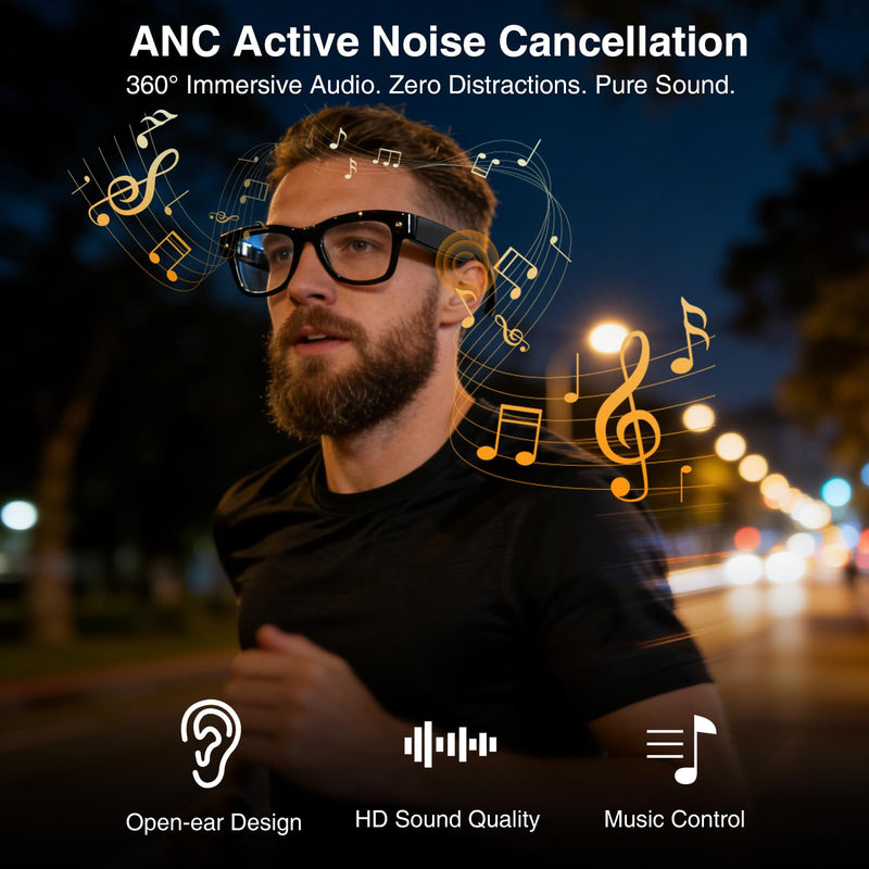 AI Smart Glasses with Camera and Video Recording for Travel & Work | 8MP HD Camera & Video Recording Glasses,146 Languages Real-Time Translation,AI Voice Assistant & Music , Object Recognition