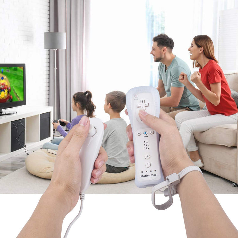 Motion Plus Wii Controllers 2Packs with Nunchucks, Wii Remote Controllers Compatible for wii and Wii U with Built in Motion Plus Black&White