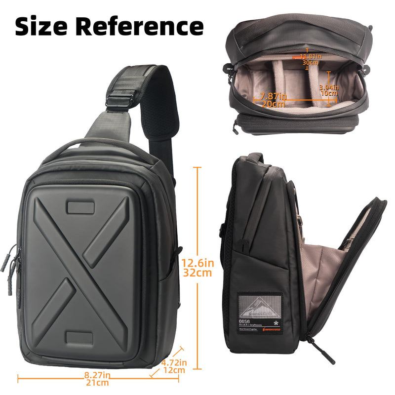 Camera Hard Shell Case Crossbody Camera Sling Bag Small Waterproof Photography Bag for Mirrorless and DSLR Cameras Black