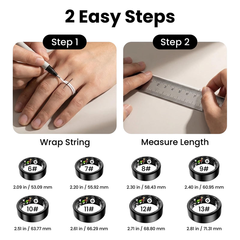 Smart Ring for Women & Men Fitness Sleep Heart Tracker | No Subscription, 5-Day Battery, Heart Rate, Stress, Sleep & Activity Monitoring, IP68 Waterproof, iOS & Android Compatible Silver 8