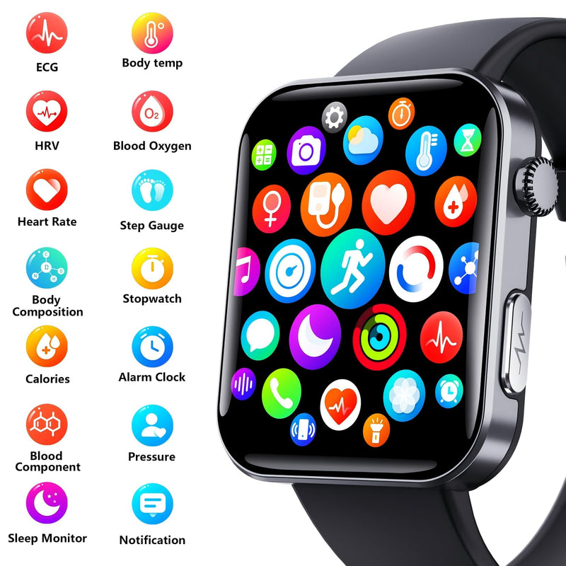 Gen F300 Smart Health Fitness Watch Body Composition Estimation (Black) | 2.1 Inch IP68 Waterproof 130 Plus Sport Modes Sleep Tracker Heart Rate Blood Oxygen Monitor For Android iOS Wholesale
