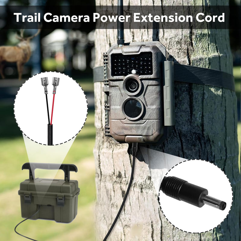 Durable Chew-Resistant Power Cable for Trail Cameras, Compatible with Stealth Cam, Spypoint, Moultrie, Browning, Wildgame Innovations, Muddy, Covert WC20, WC30, Black Gate, etc. 5.5x2.1mm DC Plug, 79" 5.5x2.1 mm End-Spade Connector