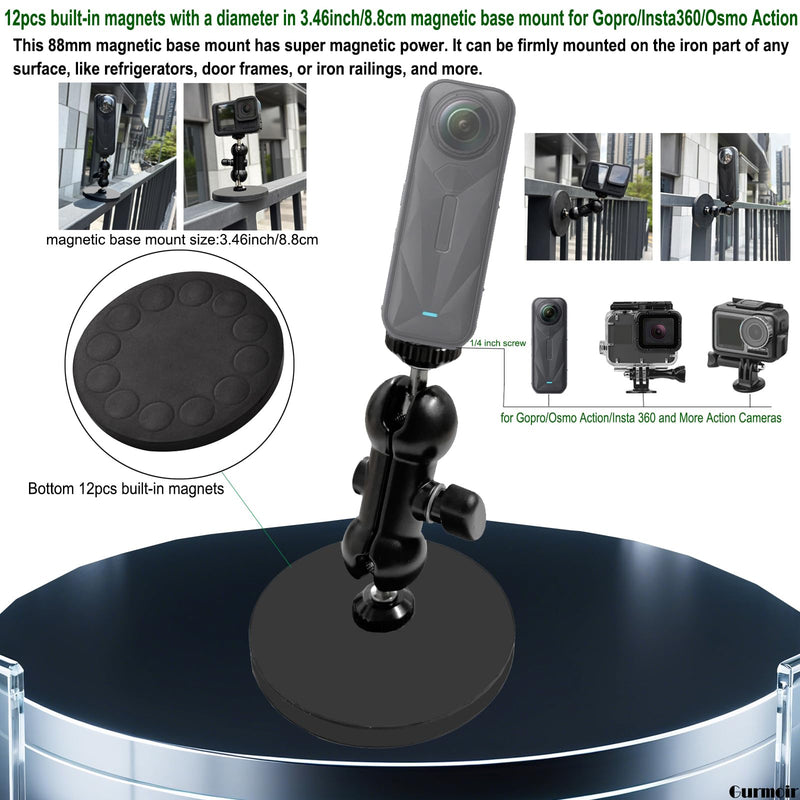 [AUSTRALIA] - Gurmoir Action Camera Motorcycle Mount Kit with Magnetic Base for Gopro Hero 13 12 11 10 9 8/DJI Osmo Action 6/5 pro/4/Insta360 X5/X4/3/Go Pro Mini/Max/Max 2 