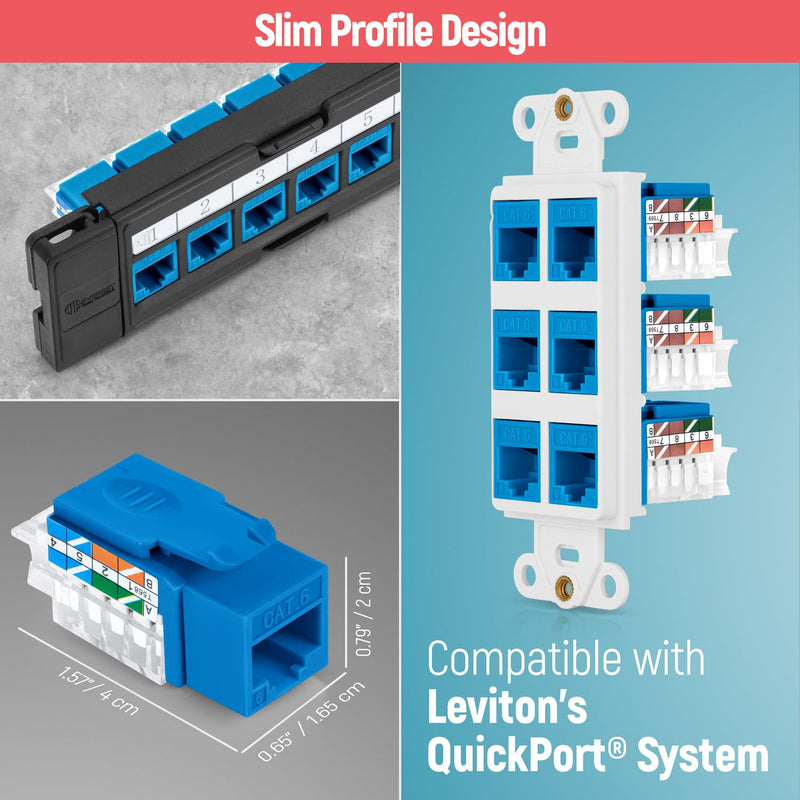 Everest Media Solutions Bundle – 2 Items: 45Term - Speed Termination Tool + 10 Pack of RJ45 CAT6 UTP Keystone Jacks - Blue