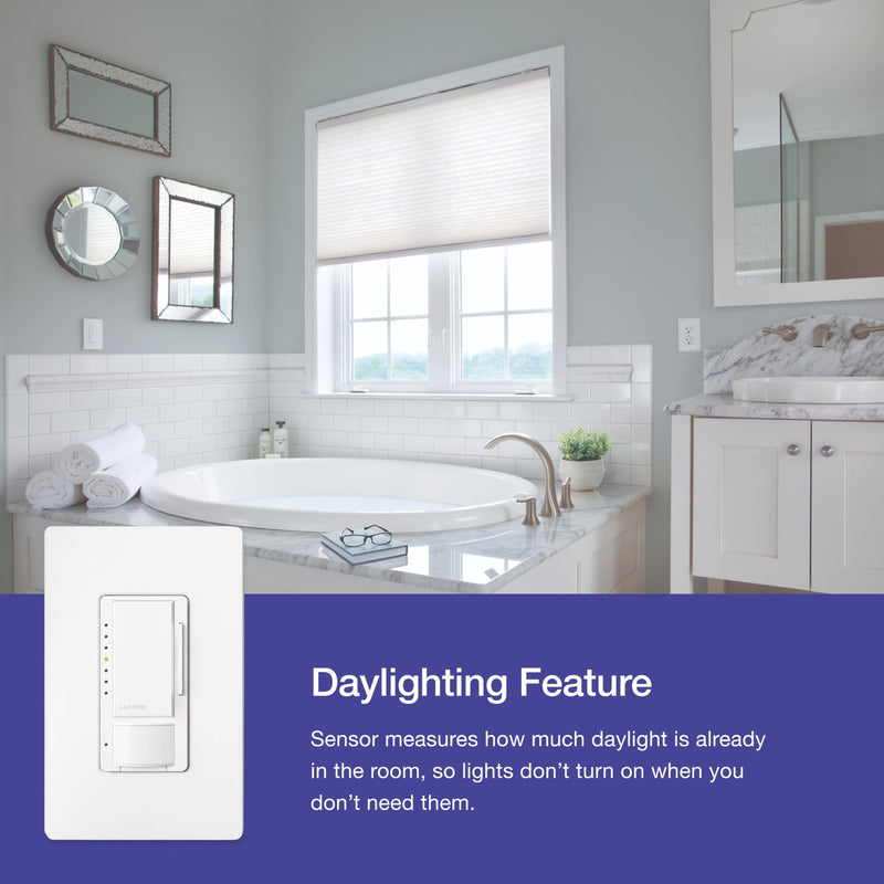Lutron Maestro Motion Sensor Dimmer Switch for Bathroom, Garage, Laundry Room, and Closet, Occupancy and Vacancy Sensor, Single-Pole/Multi-Location, No Neutral Req, MSCL-OP153M-BL, Black 1 Pack