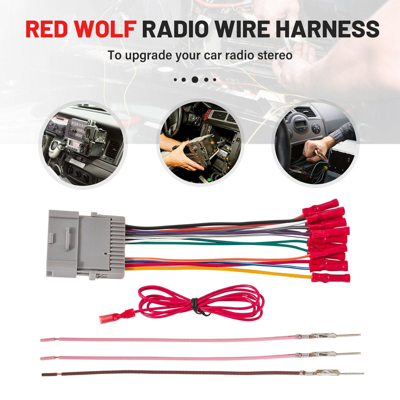 RED WOLF Car Stereo Wiring Harness Fit for 2002-2008 GMC Envoy Sierra, Chevy Silverado Impala w/Connector Butt Install Aftermarket Radio Wire Cable Connector Plug Adapter