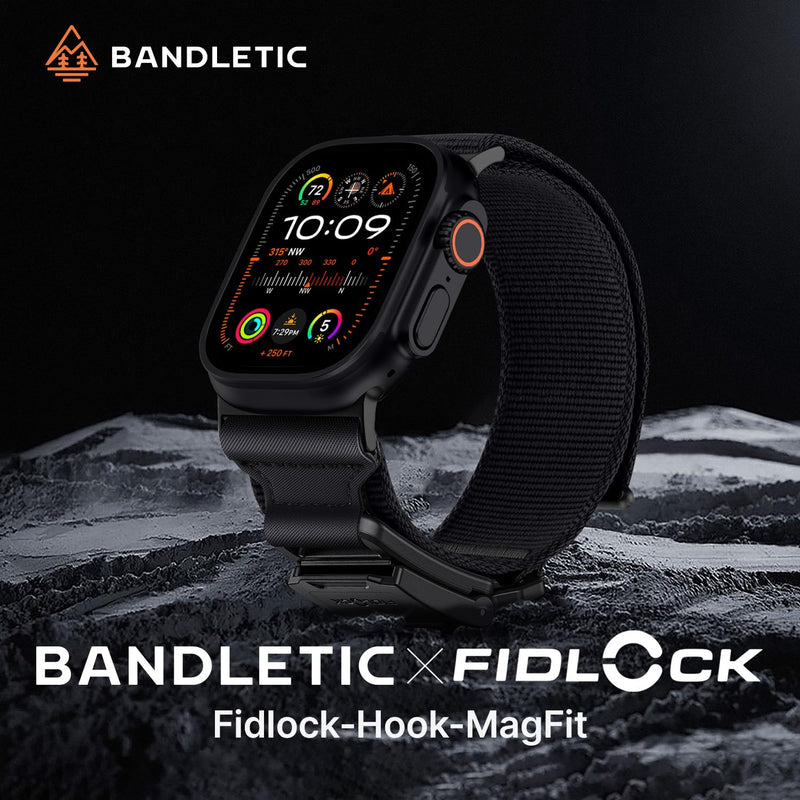 Bandletic Nylon Bands Compatible with Apple Watch Ultra 3 2 1 for Men | Wide Braided Sport Band with Magnetic Fidlock Hook Buckle for iWatch Ultra 49mm, Series 11/10 46mm, 9/8/7 45mm, SE/6/5/4 44mm Black Large(7.1"-8.5") 49/46/45/44mm