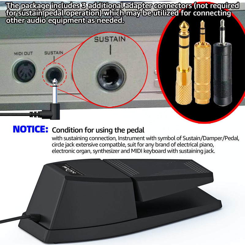 Universal Sustain Pedal for Digital Pianos – Extra-Wide Ergonomic Design with Anti-Slip Silicone Pads, Tilted Comfort Surface & Polarity Switch (Compatible with Yamaha, Roland, Korg, Casio)
