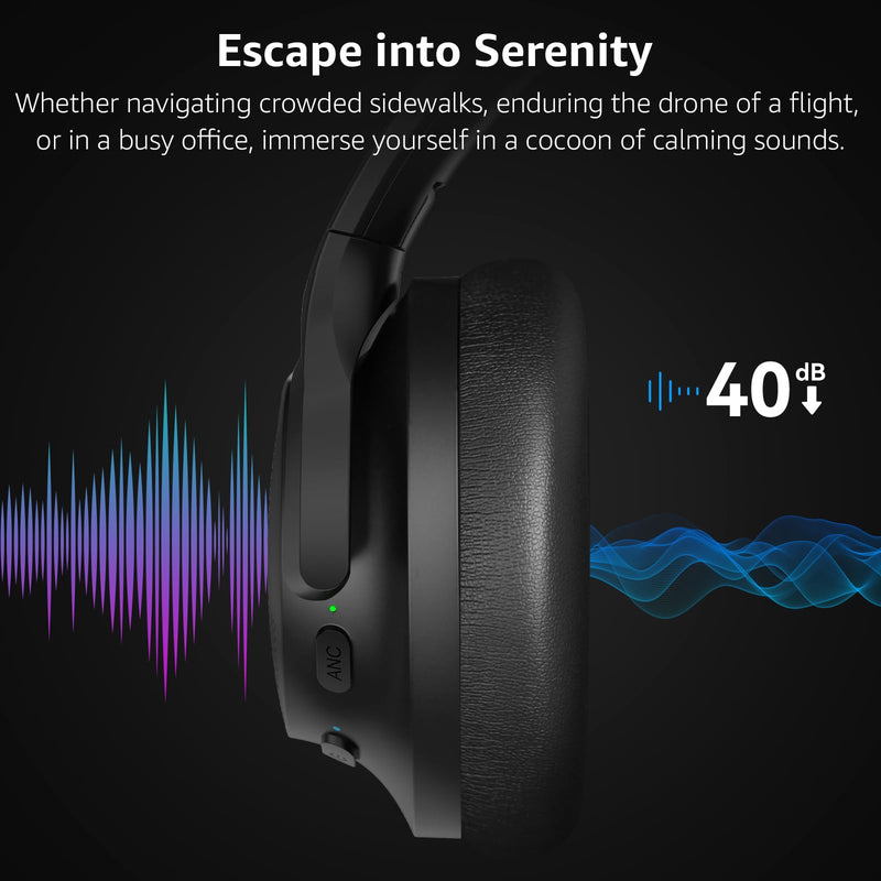 1Mii Y8 Hybrid Active Noise Cancelling Headphones, Wireless Over Ear Bluetooth Headphones, LDAC Hi-Res Audio, 75H Playtime, Deep Bass, Comfort Fit & Foldable Ear Cups, for Home Office Travel