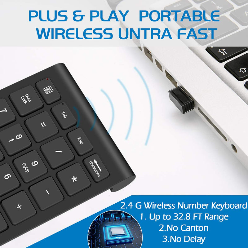 [AUSTRALIA] - Wireless Number Pads, Numeric Keypad Numpad 22 Keys Portable 2.4 GHz Financial Accounting Number Keyboard Extensions 10 Key for Laptop, PC, Desktop, Surface Pro, Notebook 