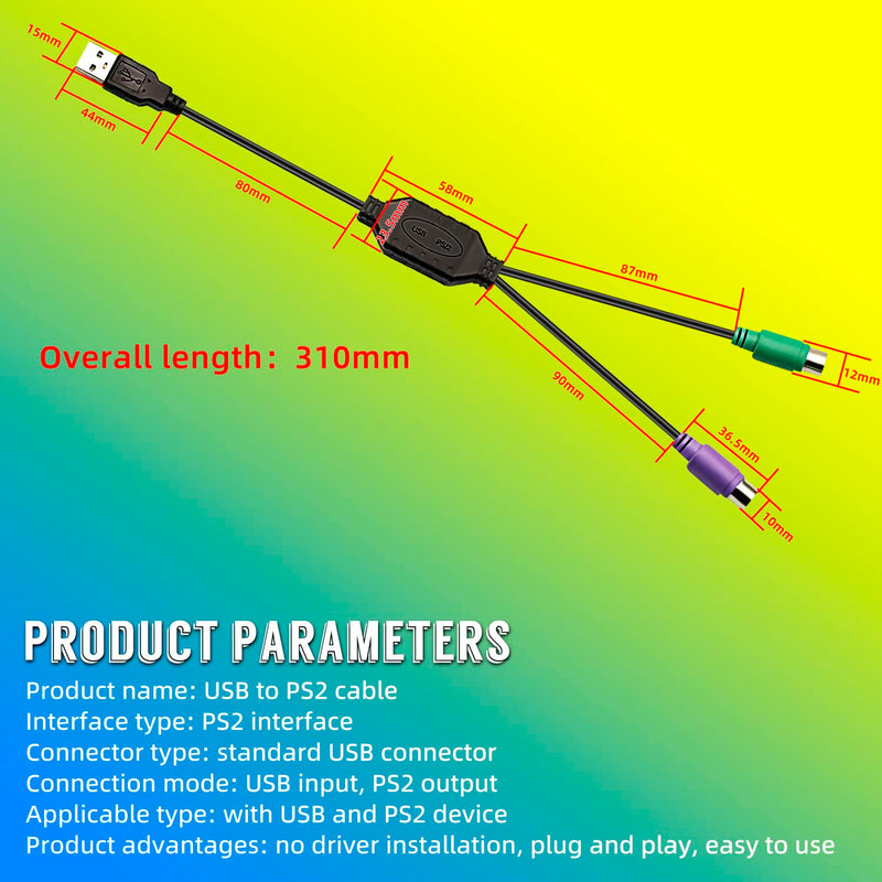 [AUSTRALIA] - 2Pack PS2 to USB Adapter Cable PS/2 Female to USB Male Converter Connector Adapter for PC Keyboard 